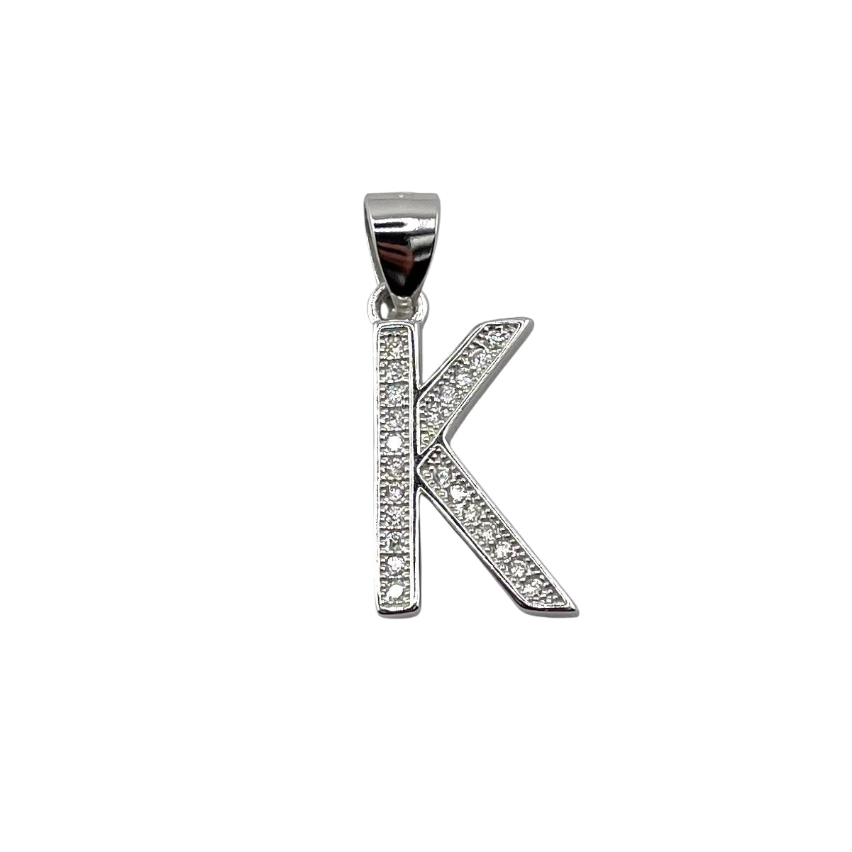 CZ Initial Alphabet Pendant Sterling Silver