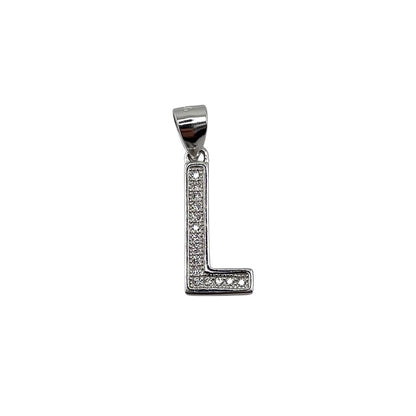 CZ Initial Alphabet Pendant Sterling Silver