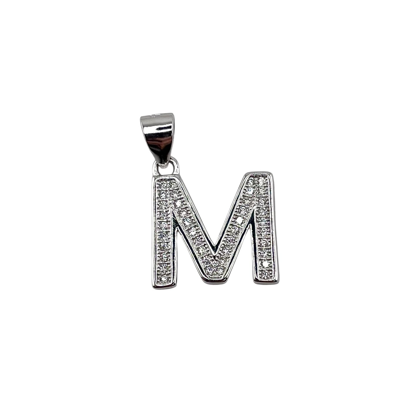 CZ Initial Alphabet Pendant Sterling Silver