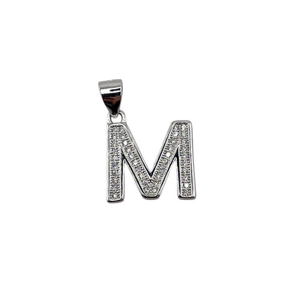 CZ Initial Alphabet Pendant Sterling Silver