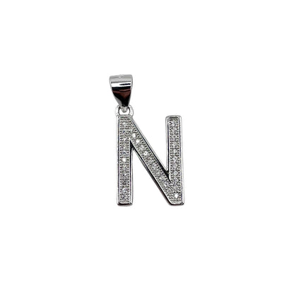 CZ Initial Alphabet Pendant Sterling Silver