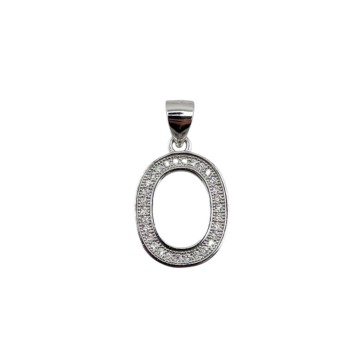 CZ Initial Alphabet Pendant Sterling Silver