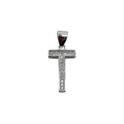 CZ Initial Alphabet Pendant Sterling Silver