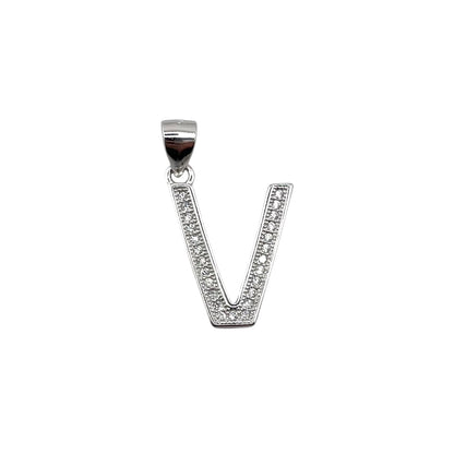 CZ Initial Alphabet Pendant Sterling Silver