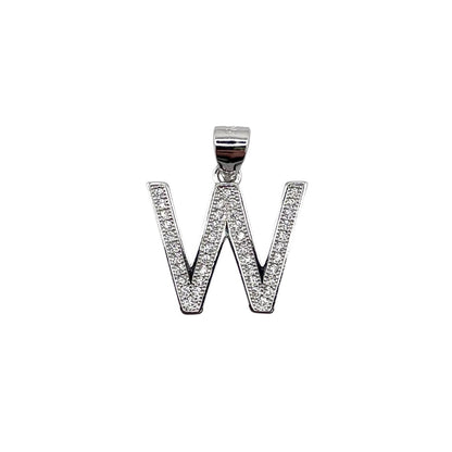 CZ Initial Alphabet Pendant Sterling Silver