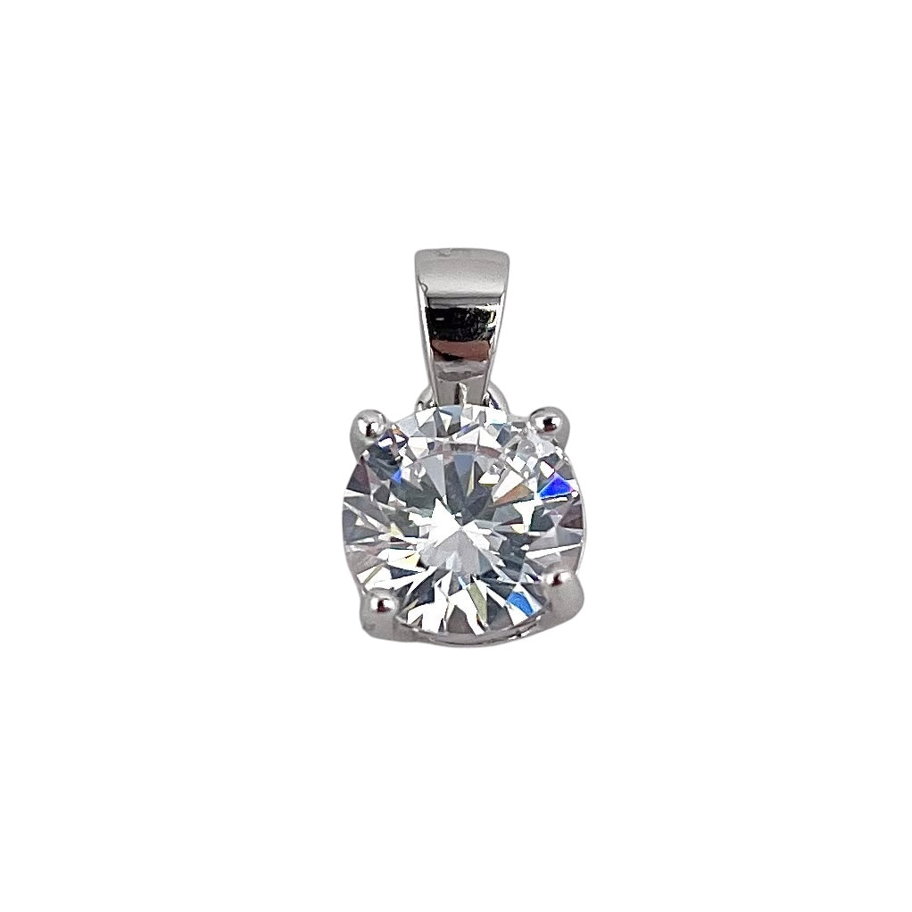 CZ Round Pendant Sterling Silver