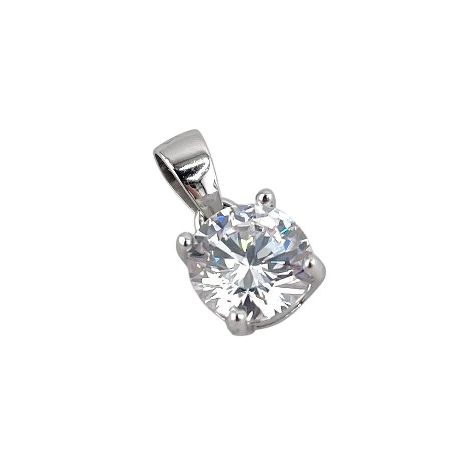CZ Round Pendant Sterling Silver