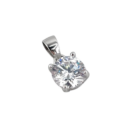 CZ Round Pendant Sterling Silver
