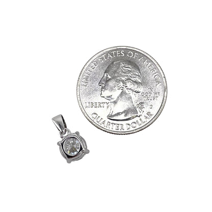 CZ Round Pendant Sterling Silver