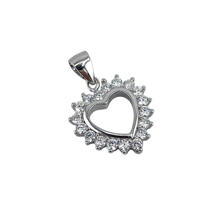 CZ Round Heart Pendant Sterling Silver