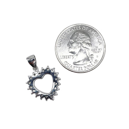 CZ Round Heart Pendant Sterling Silver