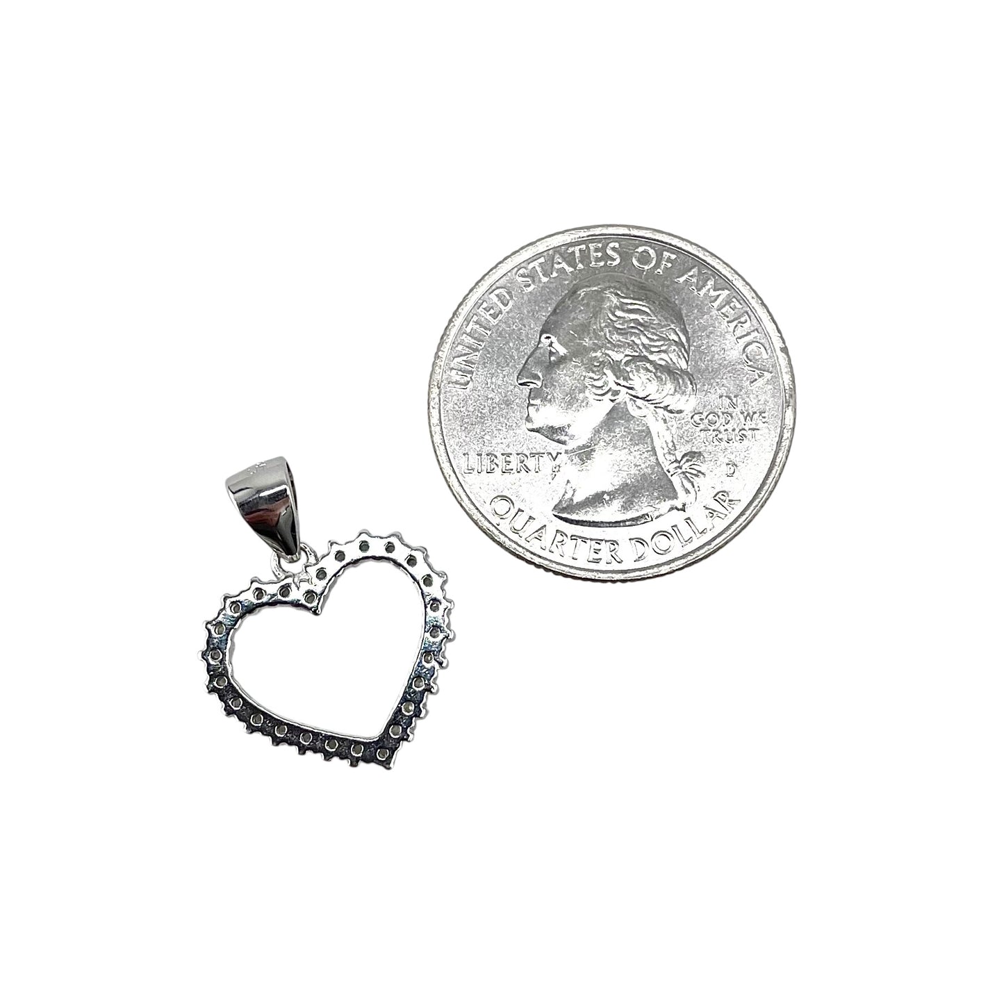 CZ Round Heart Pendant Sterling Silver