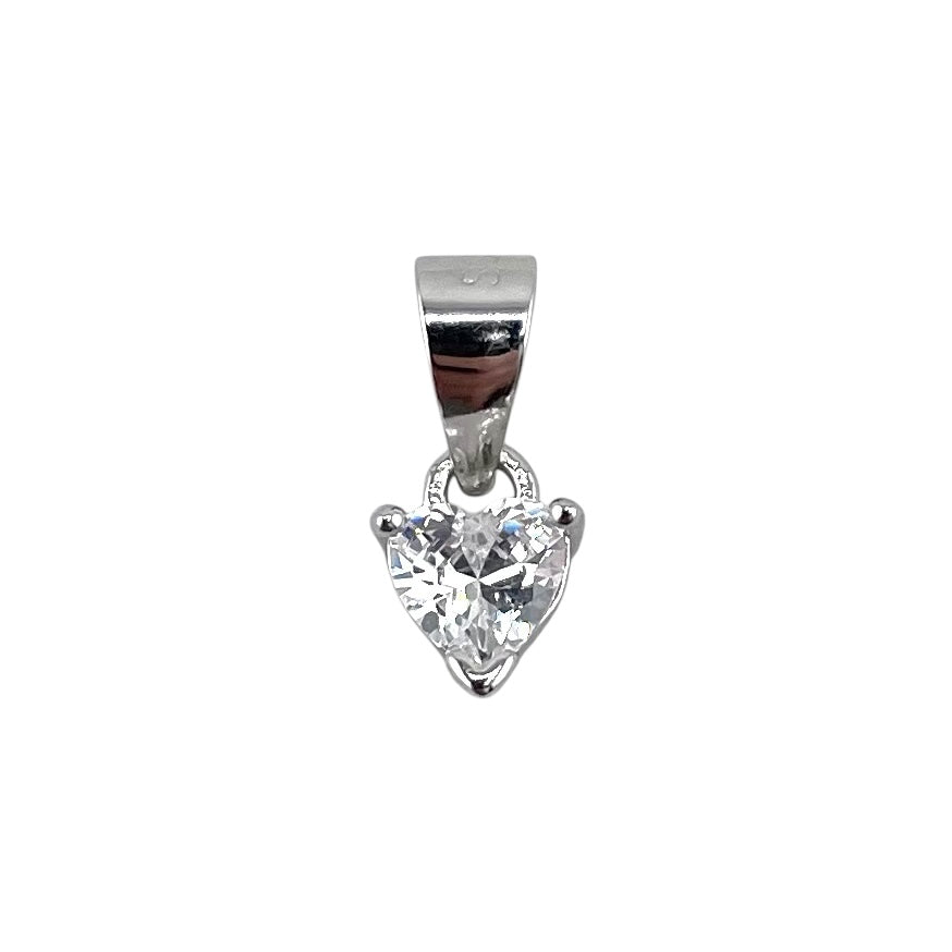 CZ Heart Pendant Sterling Silver