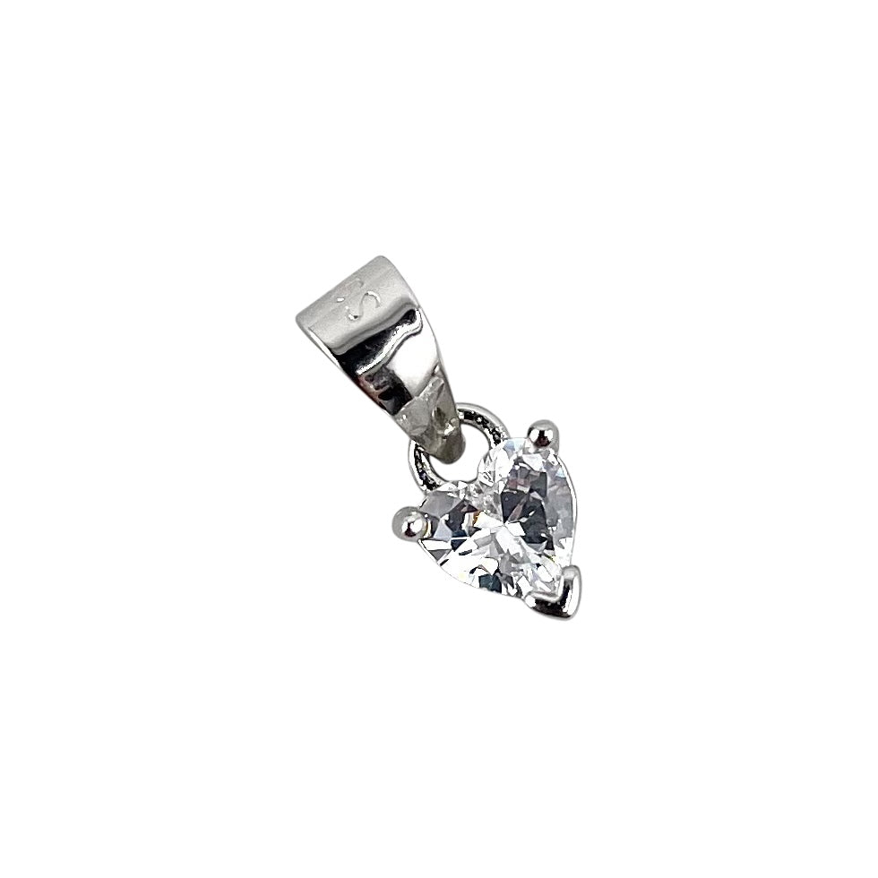 CZ Heart Pendant Sterling Silver