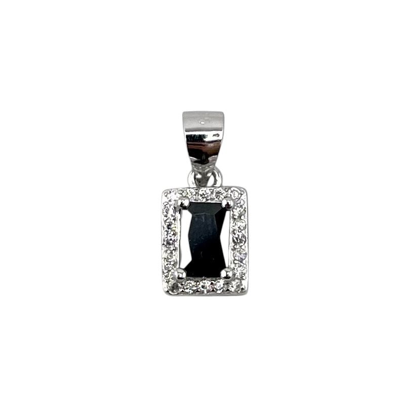 CZ Rectangle Pendant Sterling Silver