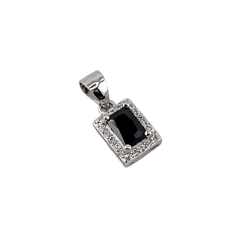 CZ Rectangle Pendant Sterling Silver