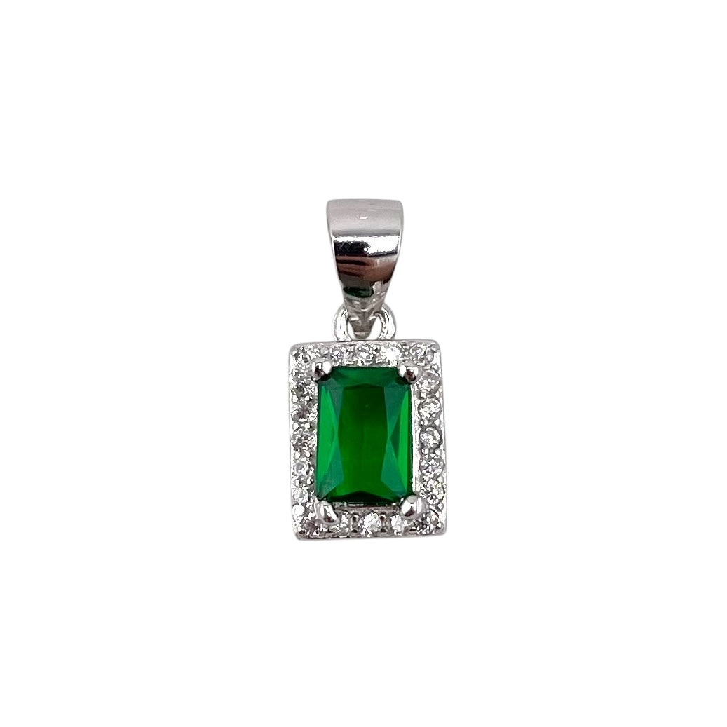CZ Rectangle Pendant Sterling Silver