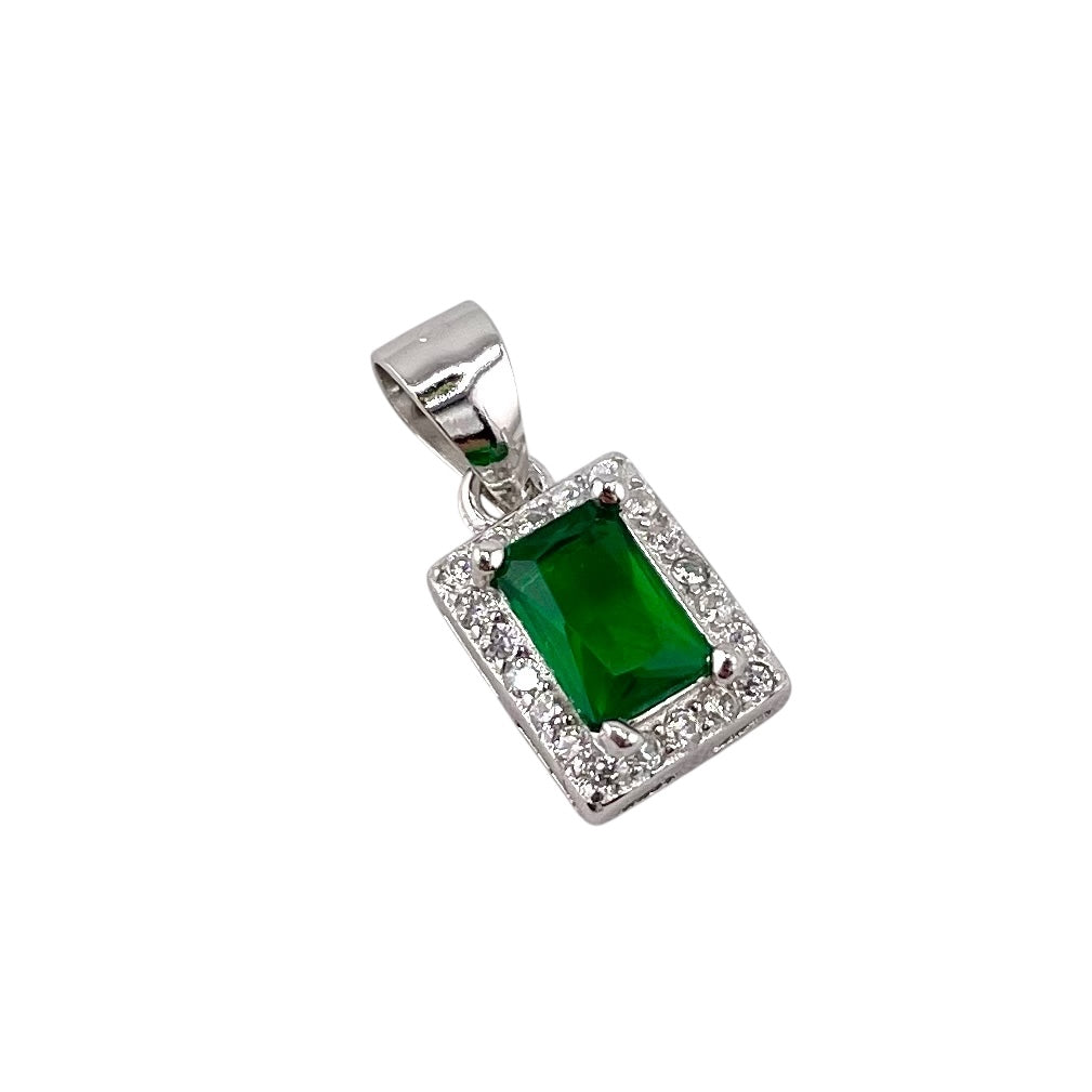 CZ Rectangle Pendant Sterling Silver
