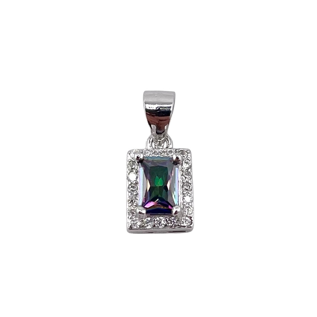CZ Rectangle Pendant Sterling Silver