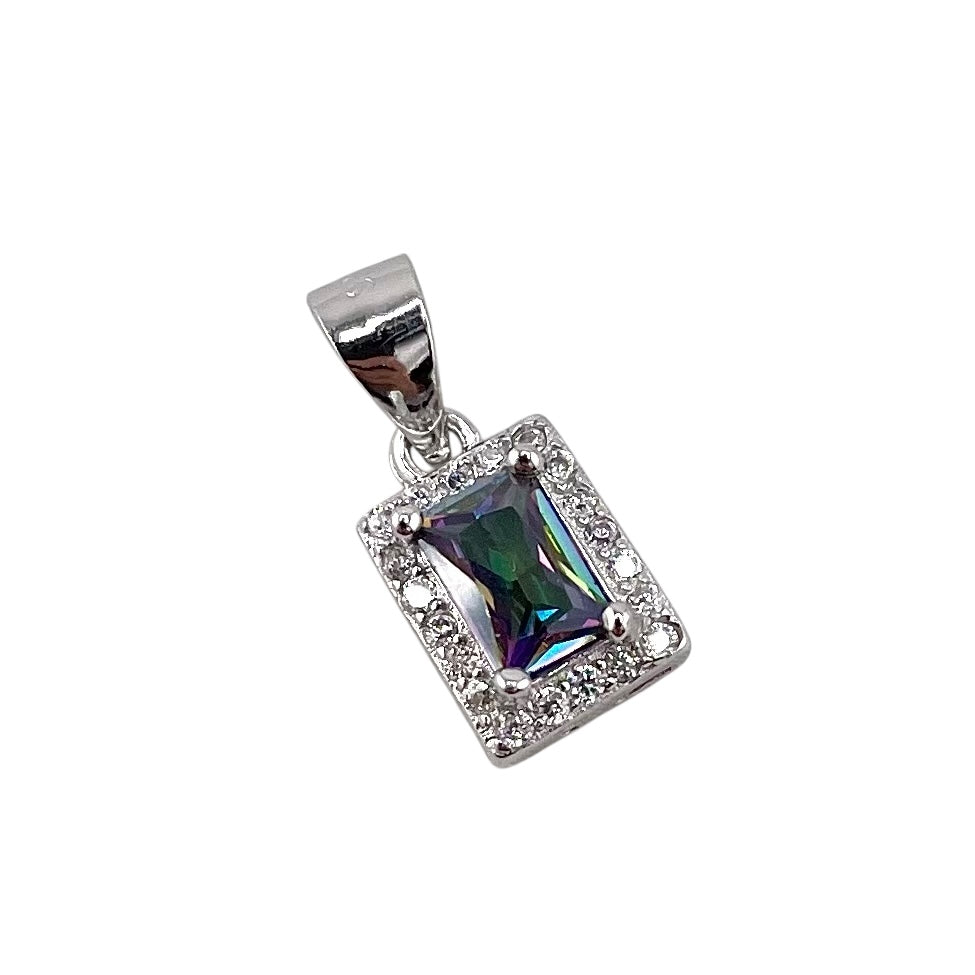 CZ Rectangle Pendant Sterling Silver