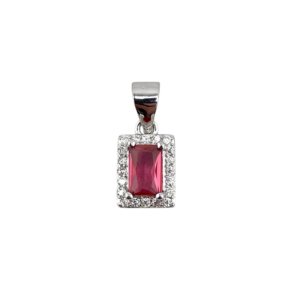 CZ Rectangle Pendant Sterling Silver