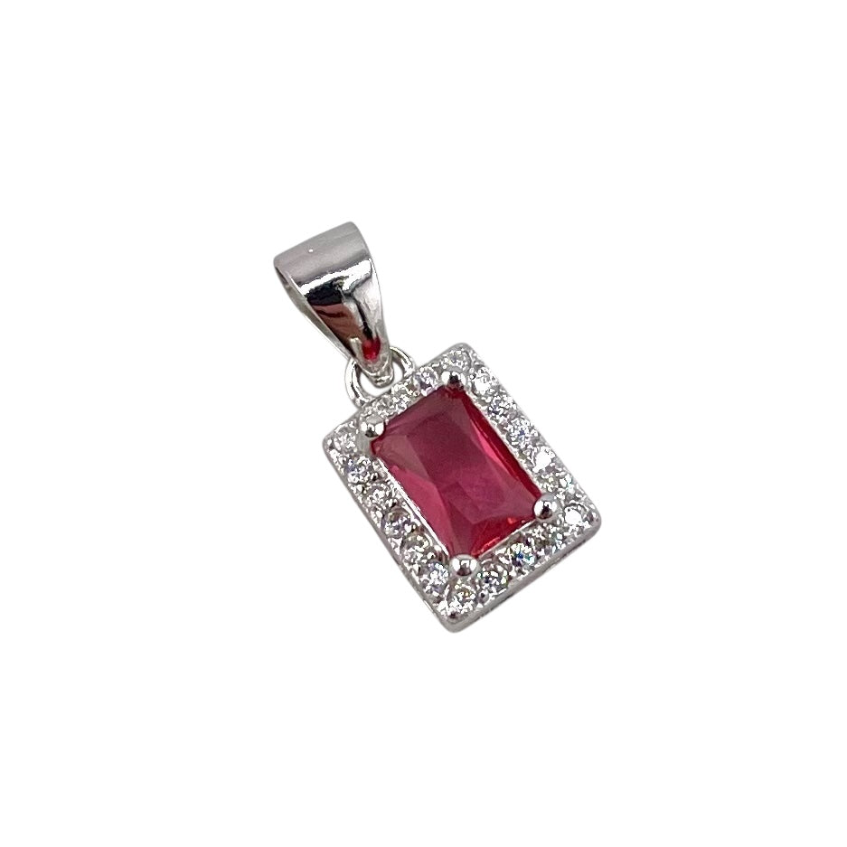 CZ Rectangle Pendant Sterling Silver