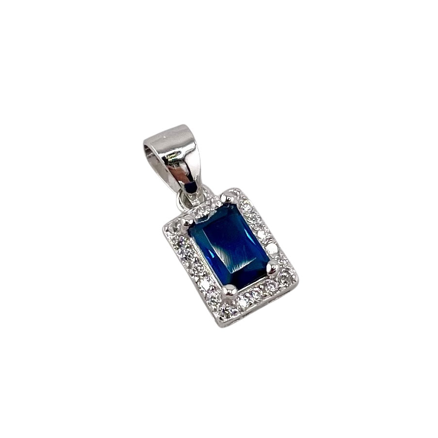 CZ Rectangle Pendant Sterling Silver