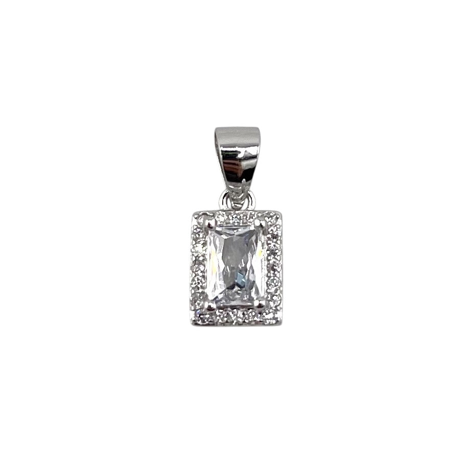 CZ Rectangle Pendant Sterling Silver