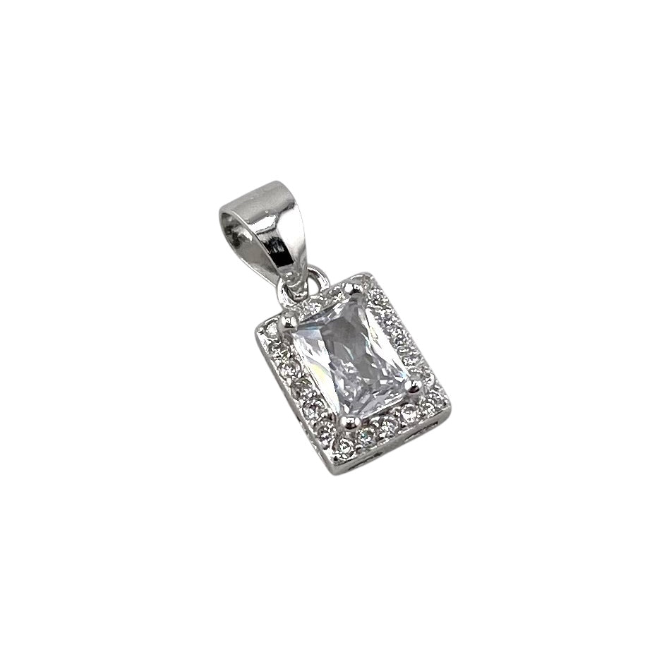 CZ Rectangle Pendant Sterling Silver
