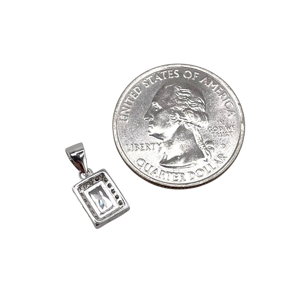 CZ Rectangle Pendant Sterling Silver