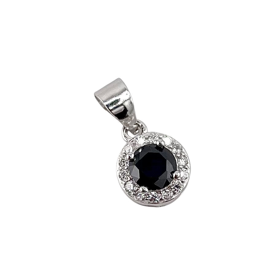 CZ Round Pendant Sterling Silver