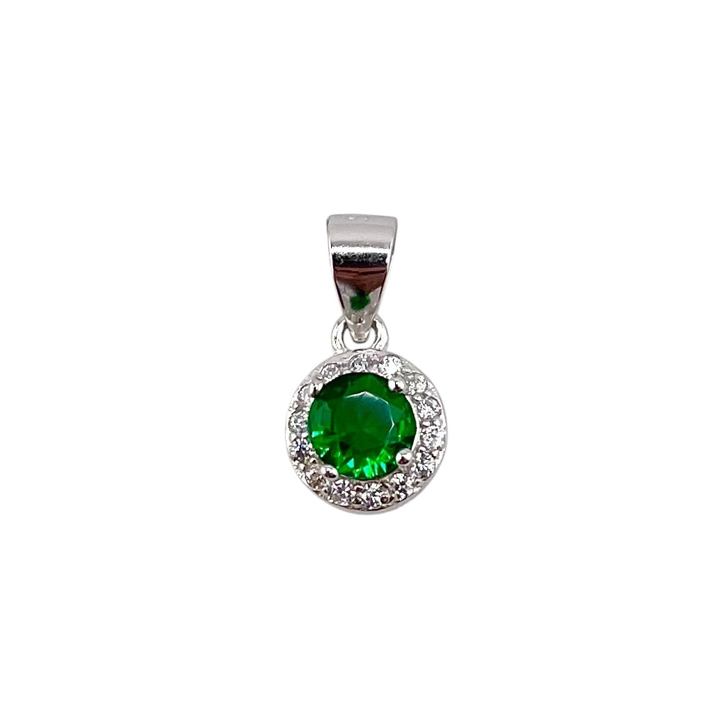 CZ Round Pendant Sterling Silver