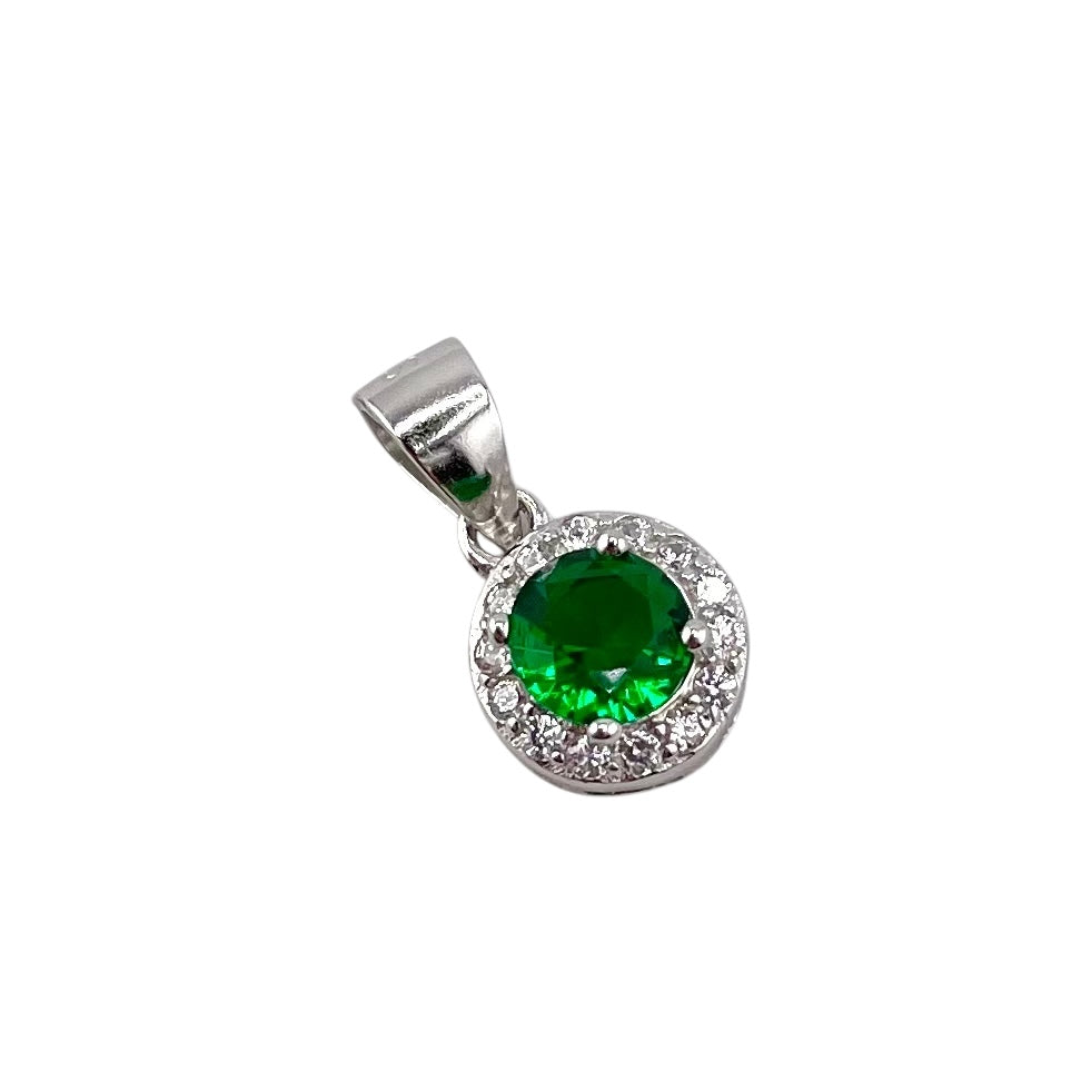 CZ Round Pendant Sterling Silver