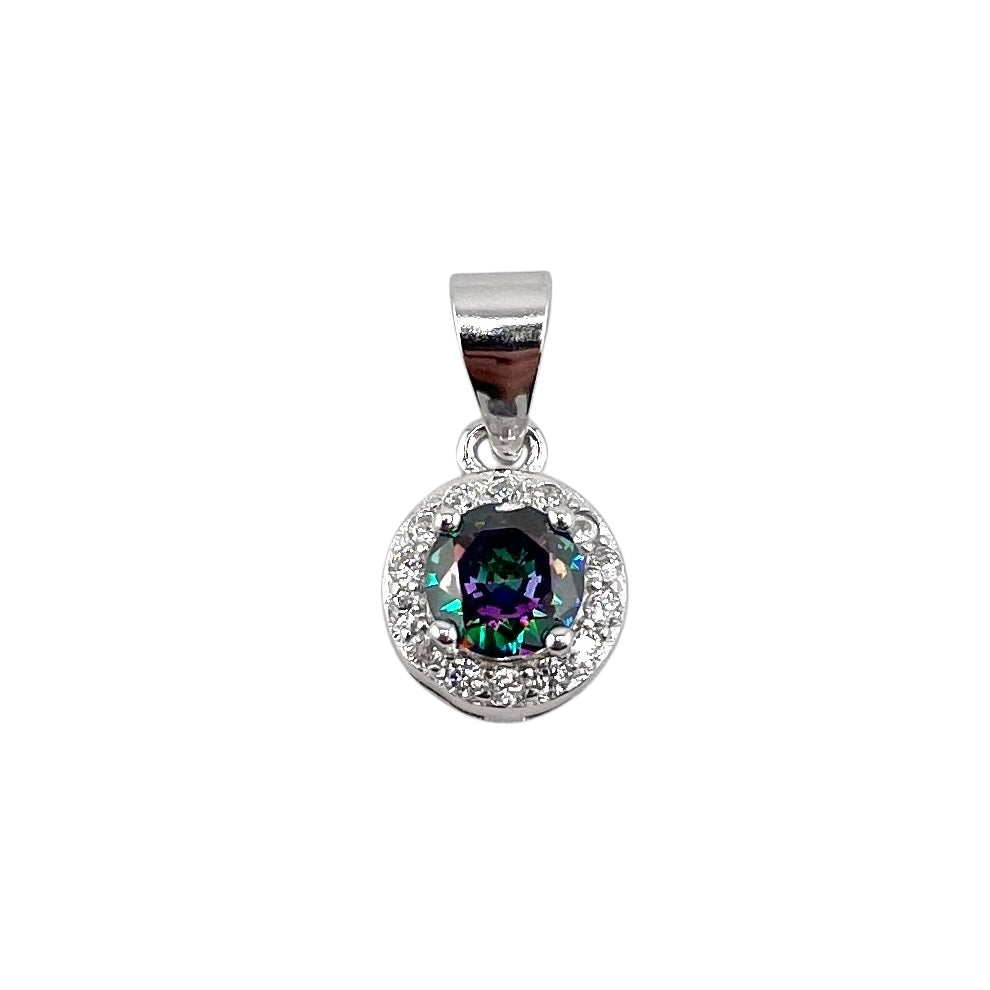 CZ Round Pendant Sterling Silver