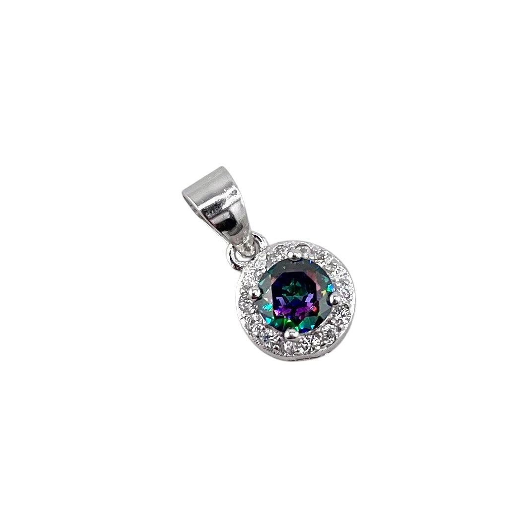 CZ Round Pendant Sterling Silver