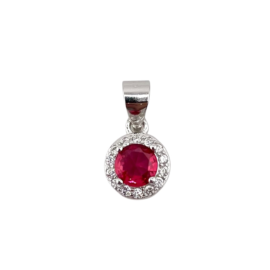 CZ Round Pendant Sterling Silver