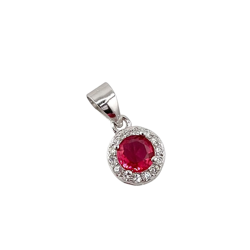 CZ Round Pendant Sterling Silver