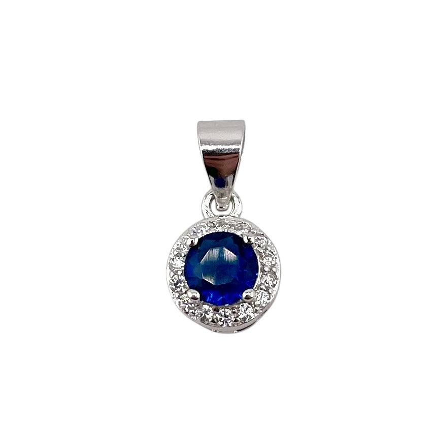 CZ Round Pendant Sterling Silver
