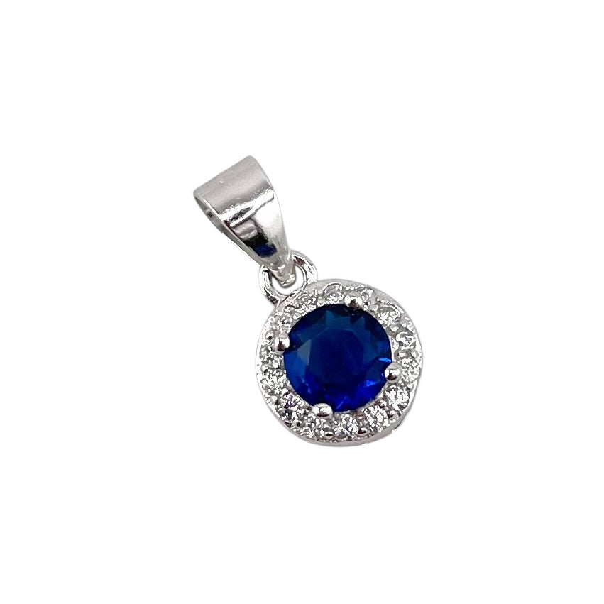 CZ Round Pendant Sterling Silver