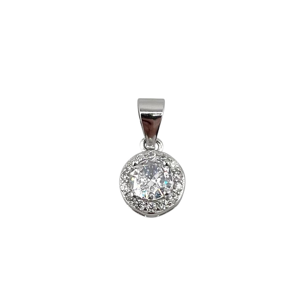 CZ Round Pendant Sterling Silver