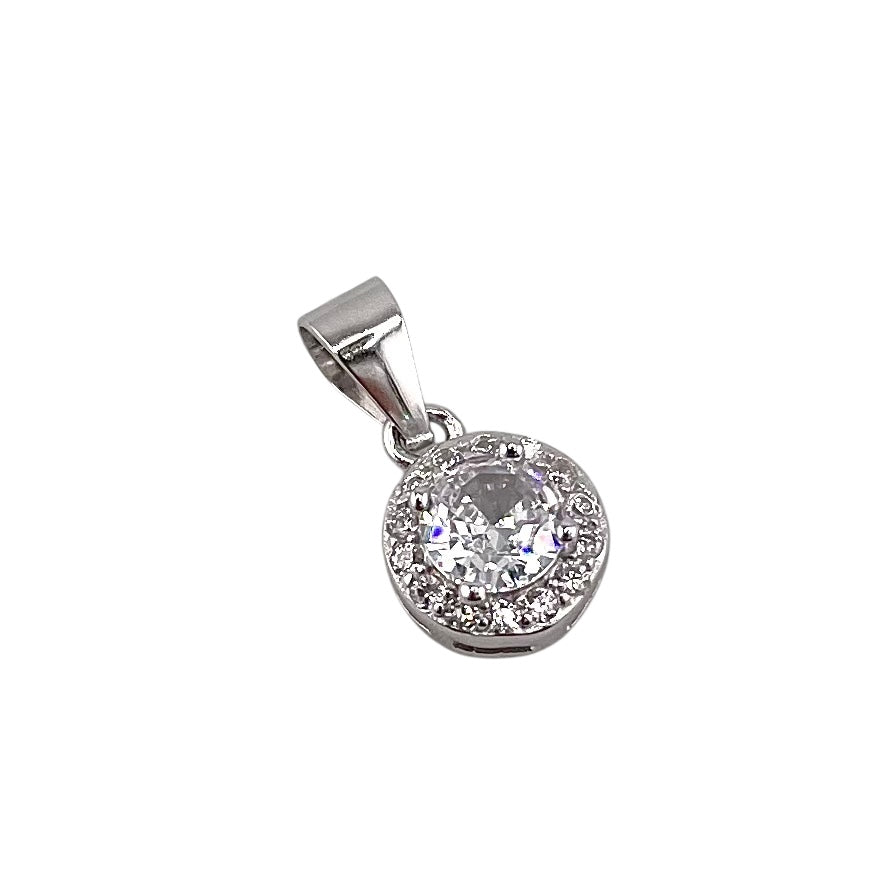 CZ Round Pendant Sterling Silver