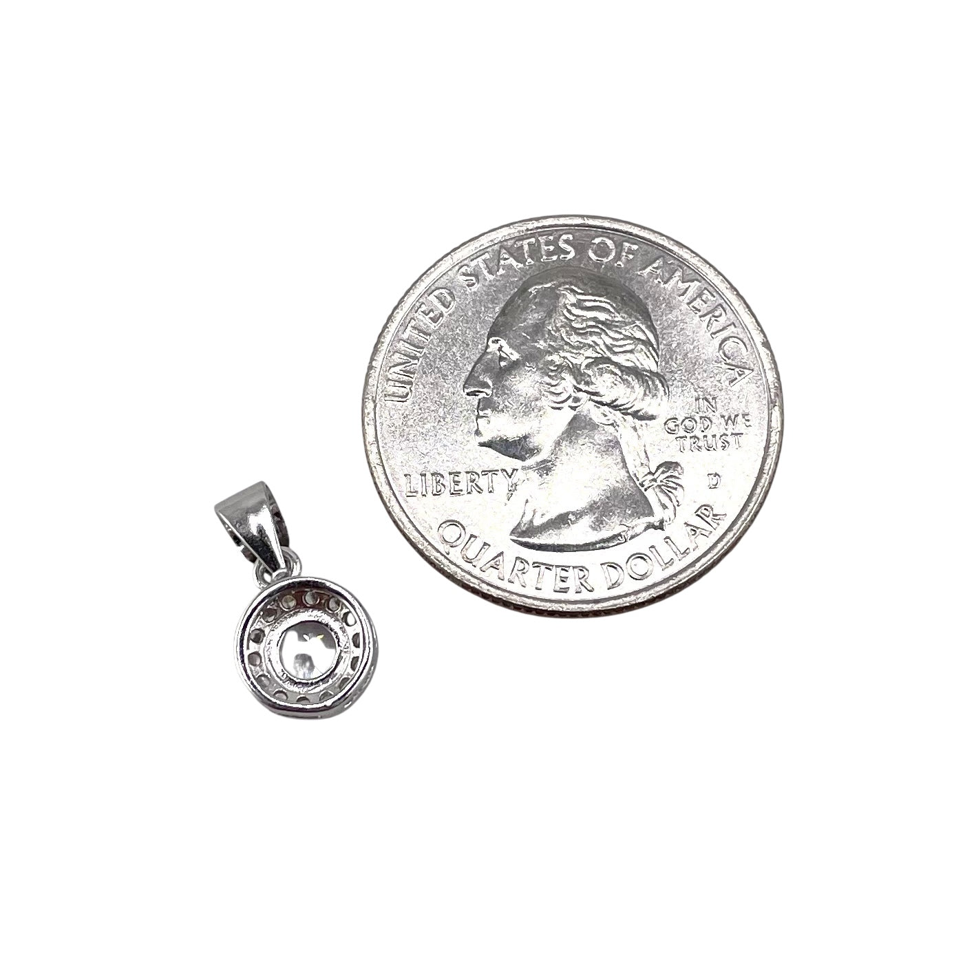 CZ Round Pendant Sterling Silver