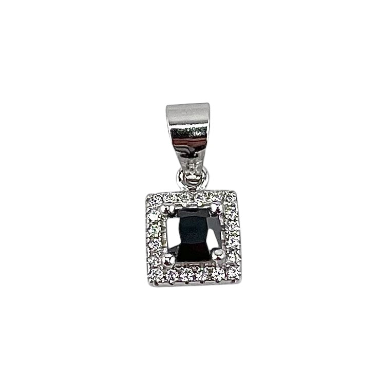 CZ Square Pendant Sterling Silver