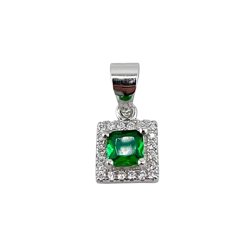 CZ Square Pendant Sterling Silver