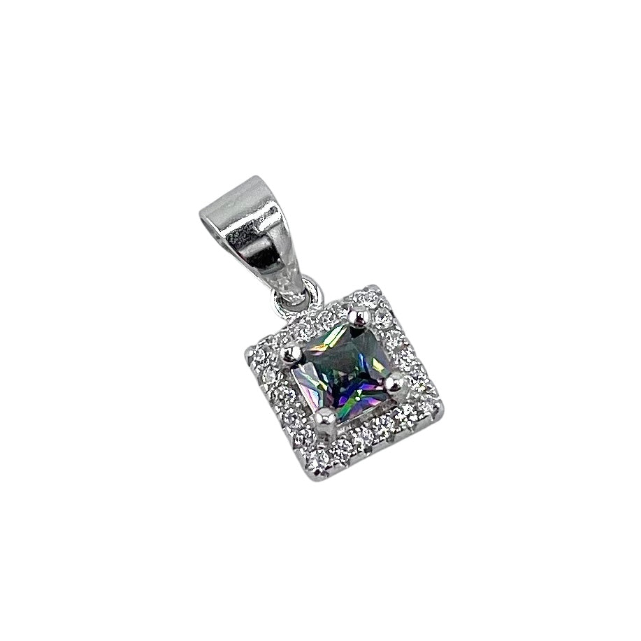 CZ Square Pendant Sterling Silver
