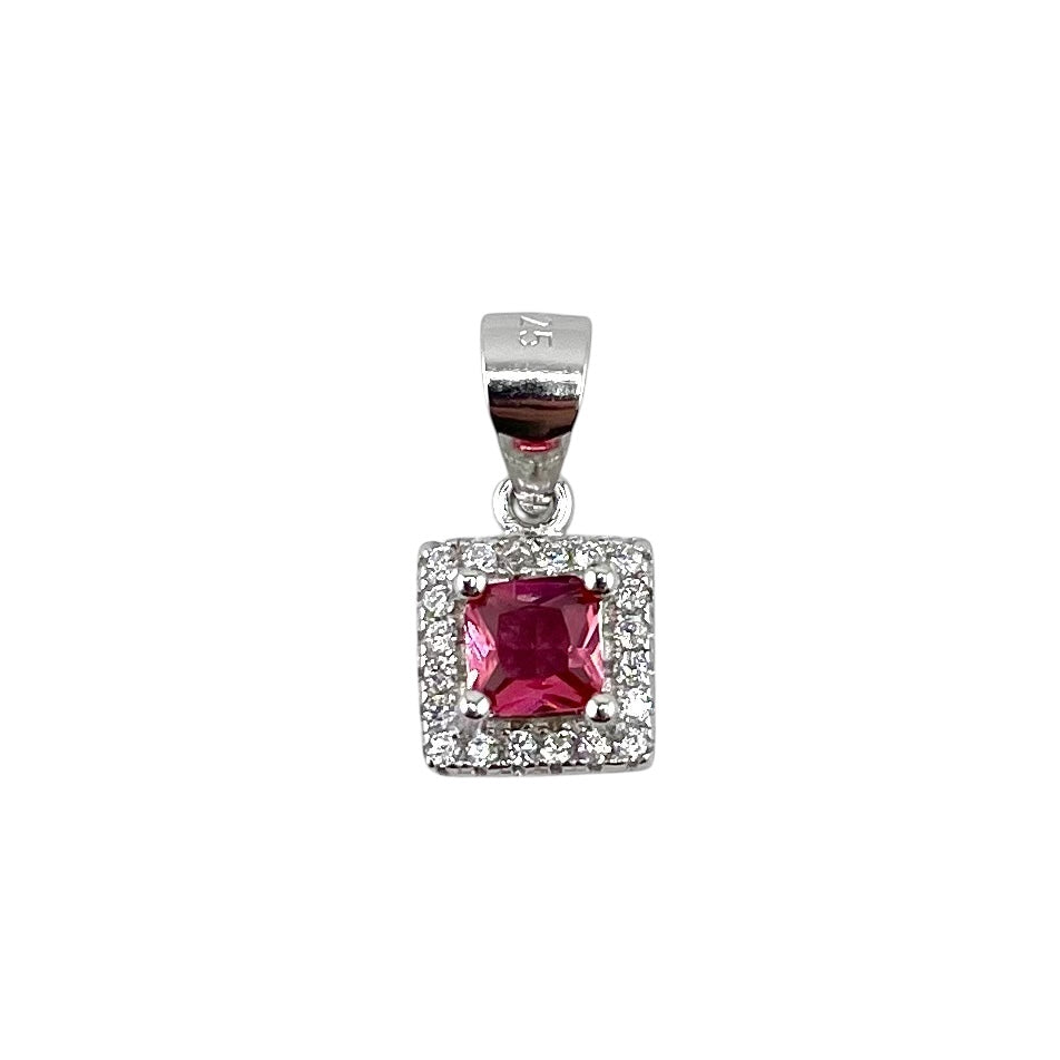 CZ Square Pendant Sterling Silver