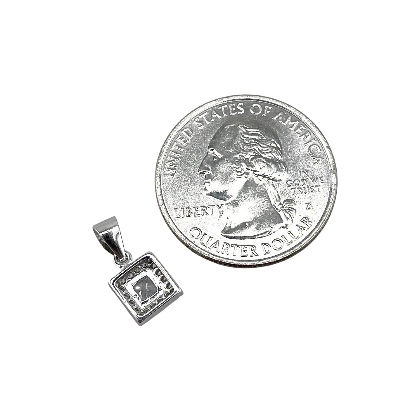 CZ Square Pendant Sterling Silver