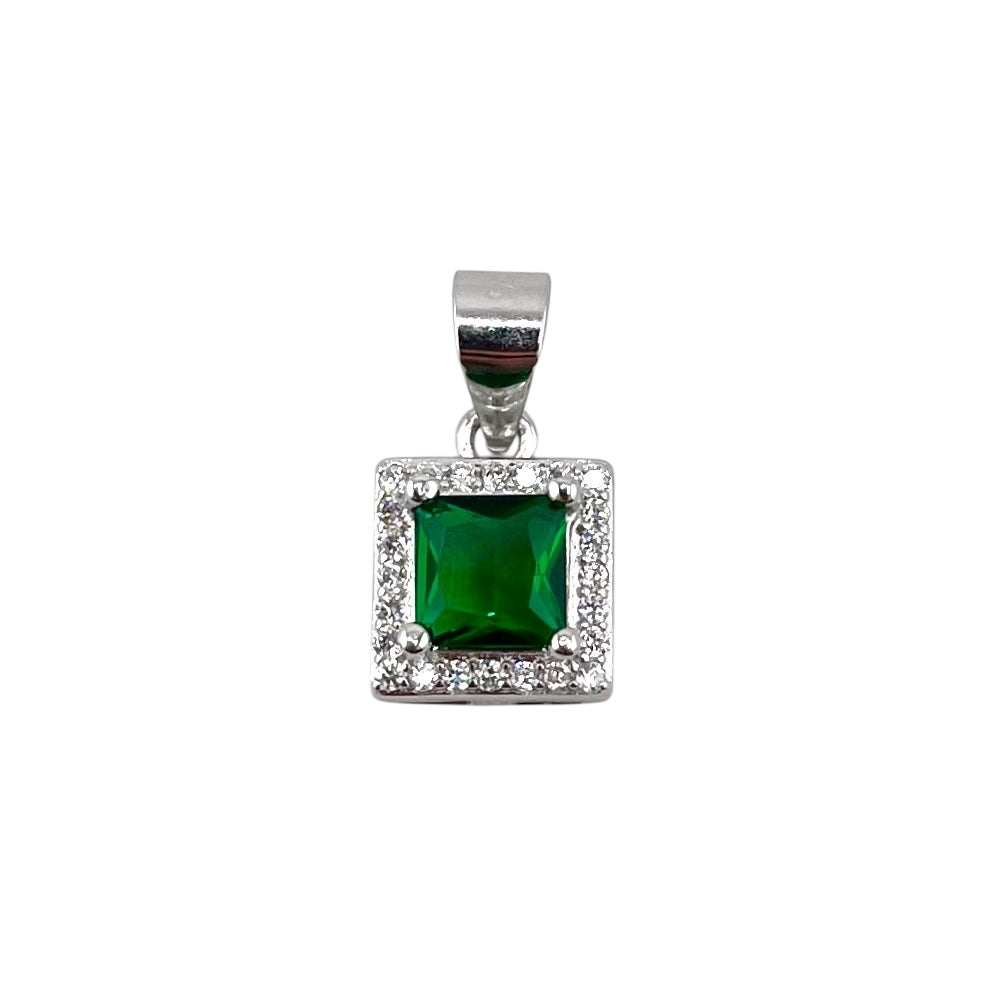 CZ Square Pendant Sterling Silver