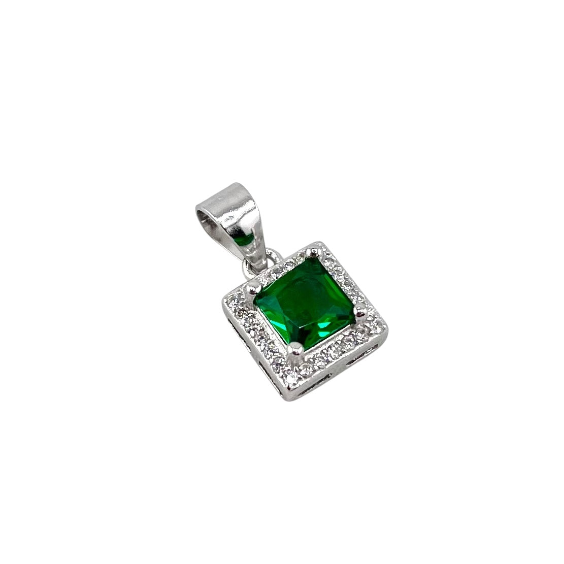 CZ Square Pendant Sterling Silver