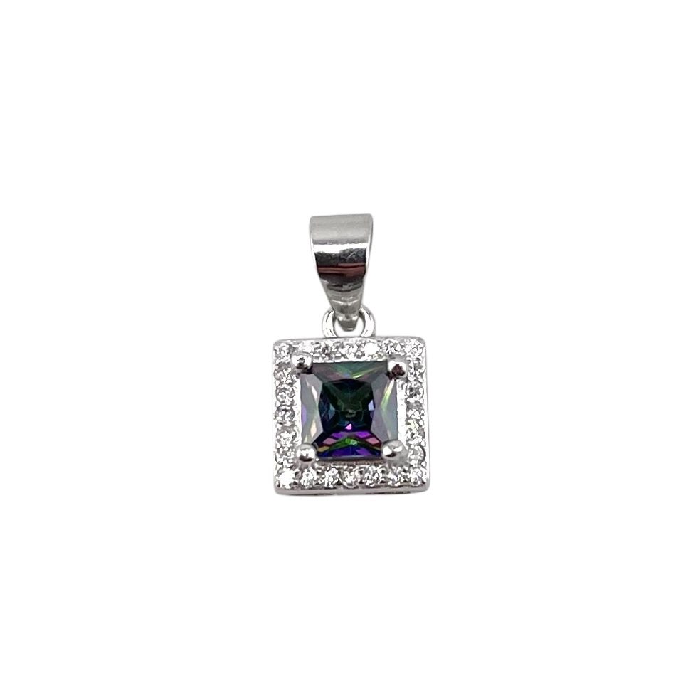 CZ Square Pendant Sterling Silver